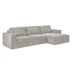 Rolled & Compressed Right Sectional in Corduroy Velvet 3 pcs - Beige