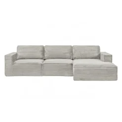 Rolled & Compressed Right Sectional in Corduroy Velvet 3 pcs - Beige