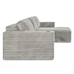 Rolled & Compressed Right Sectional in Corduroy Velvet 3 pcs - Beige