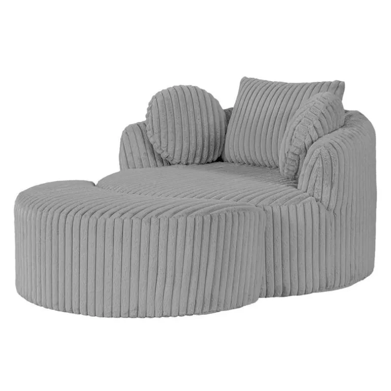 Rolled & Compressed Sealy Corduroy Armchair-in-a-Box with an Ottoman - Grey