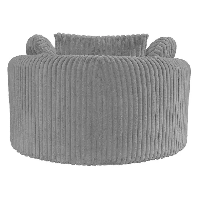 Rolled & Compressed Sealy Corduroy Armchair-in-a-Box with an Ottoman - Grey