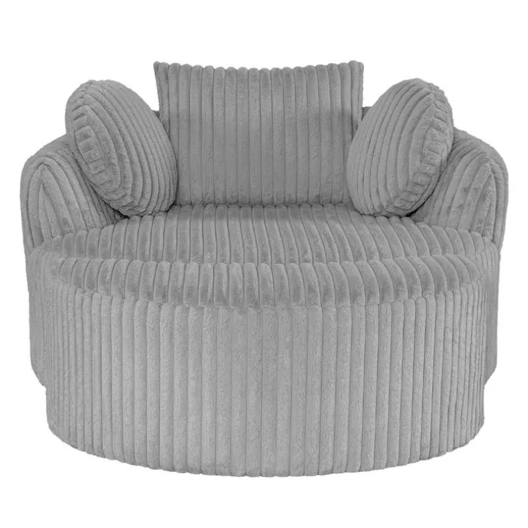 Rolled & Compressed Sealy Corduroy Armchair-in-a-Box with an Ottoman - Grey
