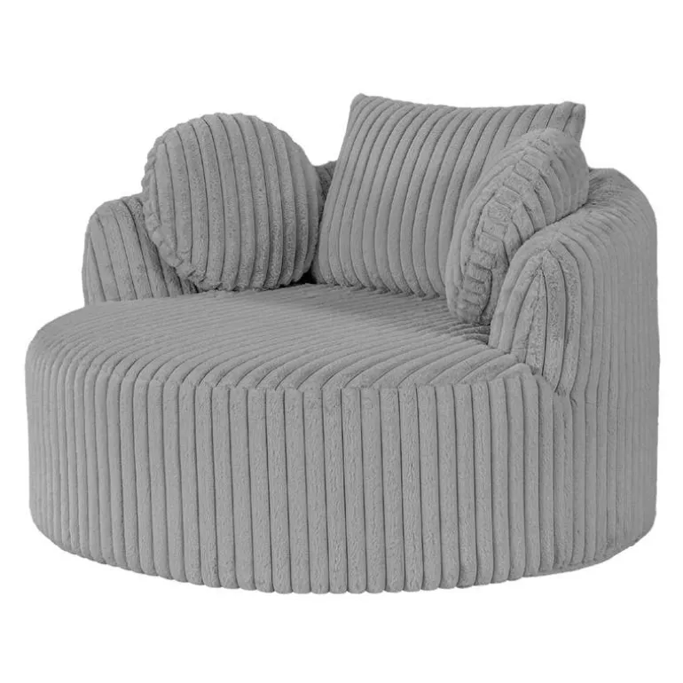 Rolled & Compressed Sealy Corduroy Armchair-in-a-Box with an Ottoman - Grey