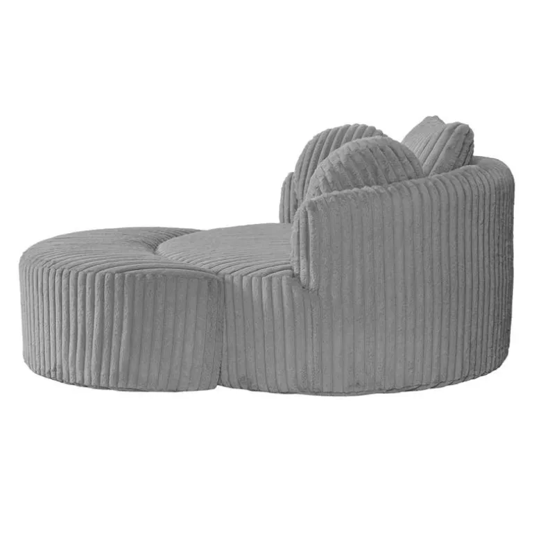 Rolled & Compressed Sealy Corduroy Armchair-in-a-Box with an Ottoman - Grey