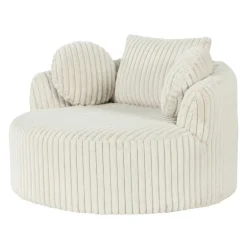 Rolled & Compressed Sealy Corduroy Armchair-in-a-Box with an Ottoman - Cream