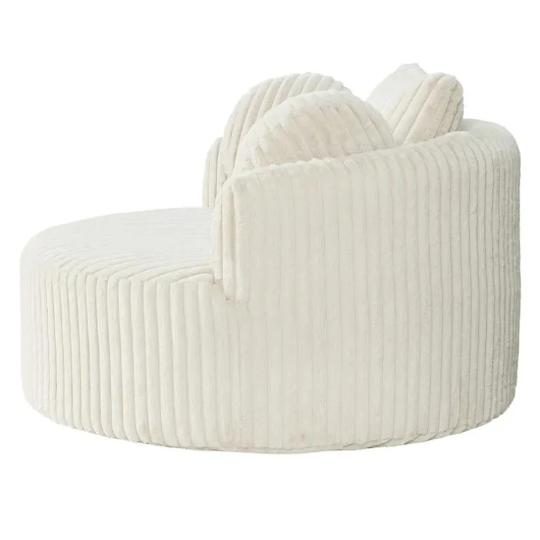 Rolled & Compressed Sealy Corduroy Armchair-in-a-Box with an Ottoman - Cream