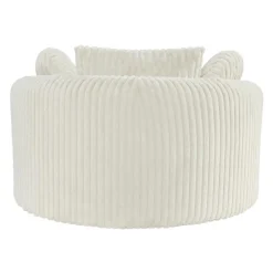 Rolled & Compressed Sealy Corduroy Armchair-in-a-Box with an Ottoman - Cream