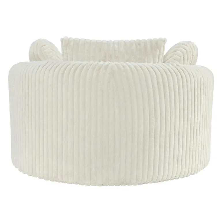 Rolled & Compressed Sealy Corduroy Armchair-in-a-Box with an Ottoman - Cream