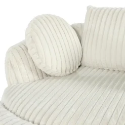 Rolled & Compressed Sealy Corduroy Armchair-in-a-Box with an Ottoman - Cream