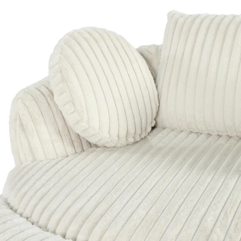 Rolled & Compressed Sealy Corduroy Armchair-in-a-Box with an Ottoman - Cream