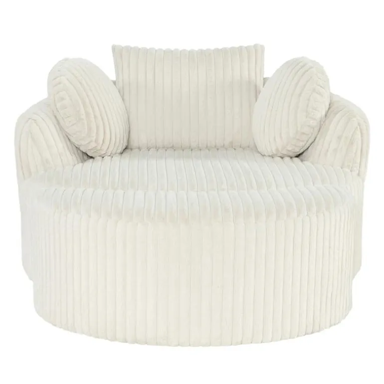 Rolled & Compressed Sealy Corduroy Armchair-in-a-Box with an Ottoman - Cream