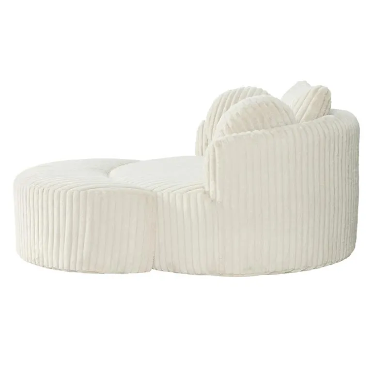 Rolled & Compressed Sealy Corduroy Armchair-in-a-Box with an Ottoman - Cream