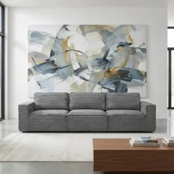 Rolled & Compressed Sofa in Corduroy Velvet - Grey