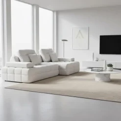 Rolled and Compressed Sectional-in-a-Box with Right-Facing Chaise