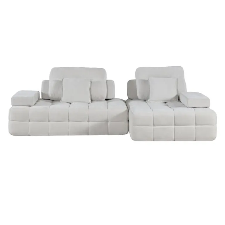 Rolled and Compressed Sectional-in-a-Box with Right-Facing Chaise
