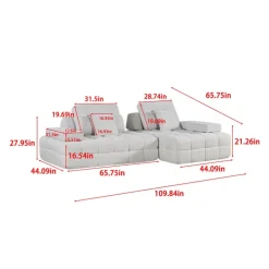 Rolled and Compressed Sectional-in-a-Box with Right-Facing Chaise