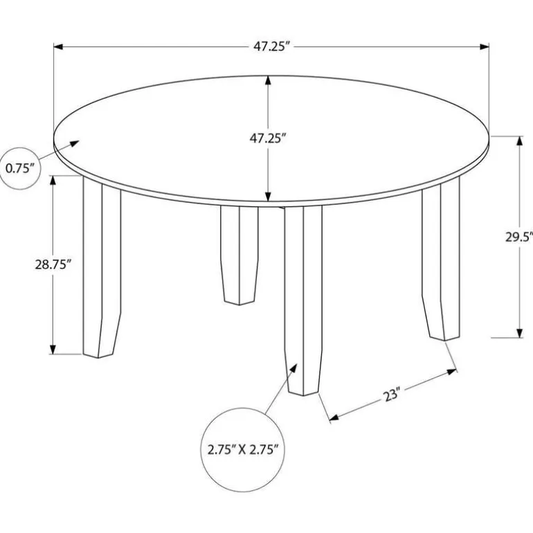 Round Dining Table 48" - Monarch