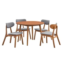 Round Dining Table with 4 Chairs - Grey
