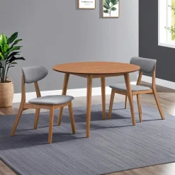 Round Dining Table with 2 Chairs - Grey