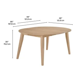 Round Extendable Solid Wood Dining Table 48" to 66" - Greige