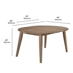 Round Extendable Solid Wood Dining Table 48" to 66" - Grey