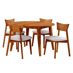 Round Extendable Solid Wood Dining Table 48" to 66" - Brown