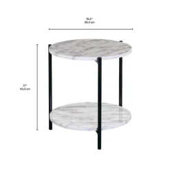 Round Marble-Like Accent Table