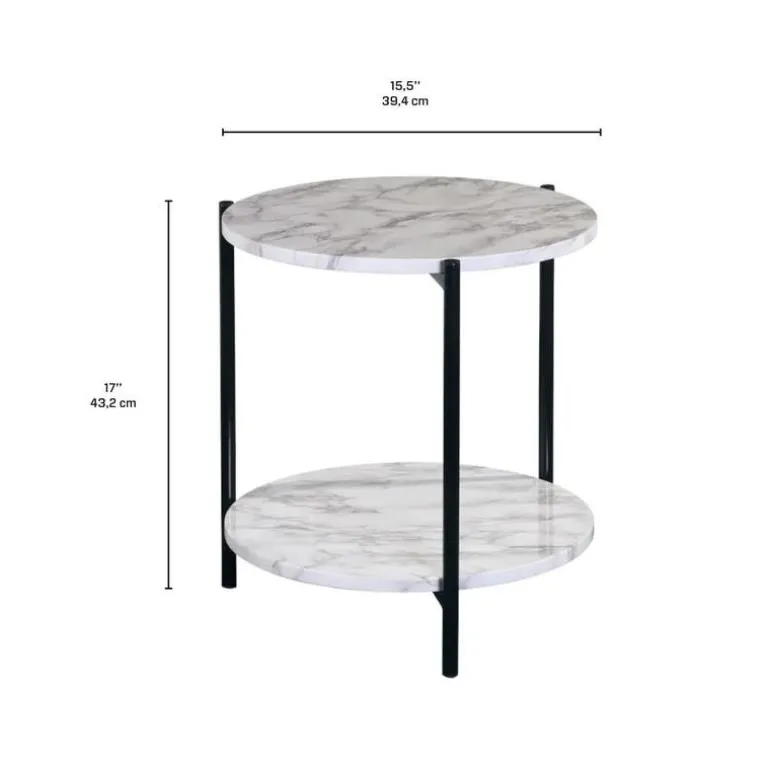 Round Marble-Like Accent Table