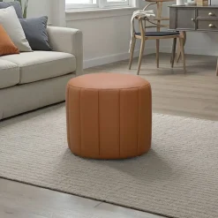 Round Pouf - Tan