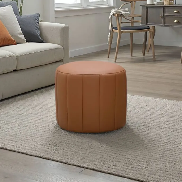 Round Pouf - Tan
