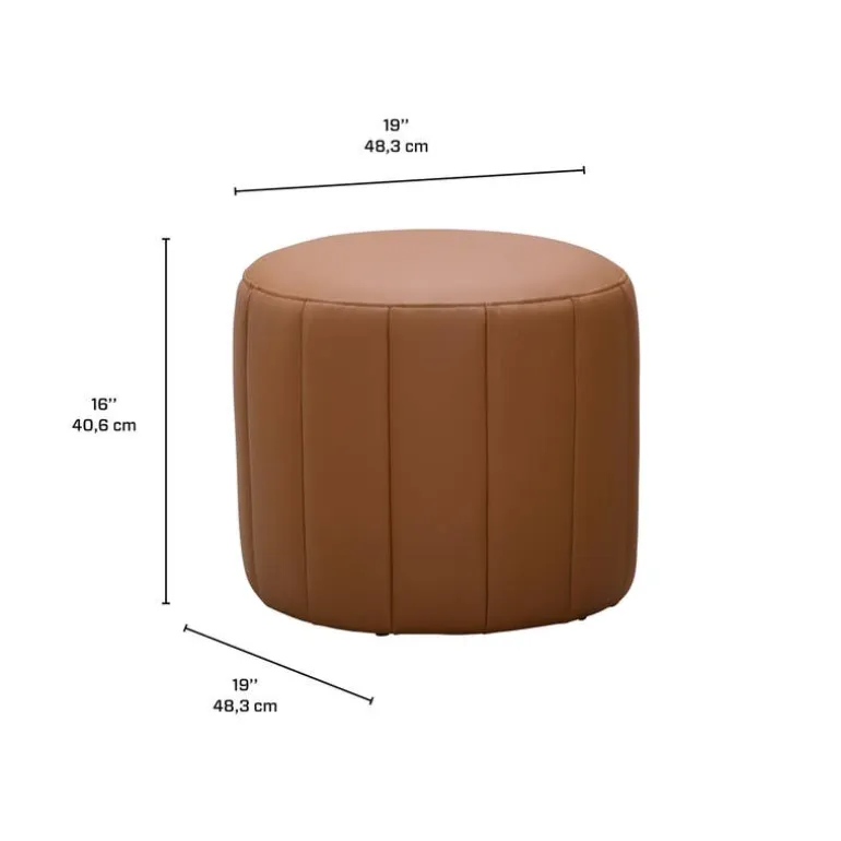 Round Pouf - Tan
