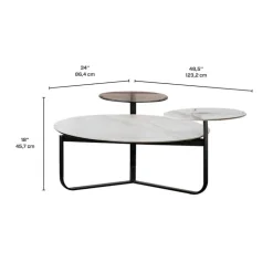 Round Sintered Stone 3-Tier Coffee Table