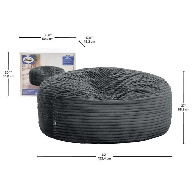 Sealy Corduroy Velvet Bean Bag - Charcoal Grey
