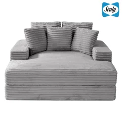 Sealy Corduroy Velvet Chaise - Grey