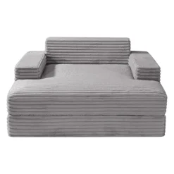 Sealy Corduroy Velvet Chaise - Grey