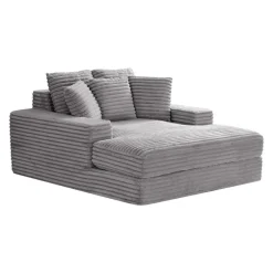 Sealy Corduroy Velvet Chaise - Grey