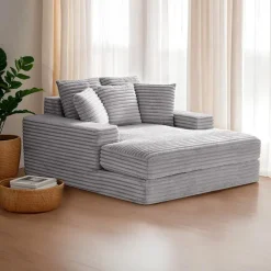 Sealy Corduroy Velvet Chaise - Grey