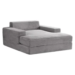 Sealy Corduroy Velvet Chaise - Grey