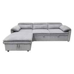 Sectional Bed and a Left-Side Chaise with Storage - Grey