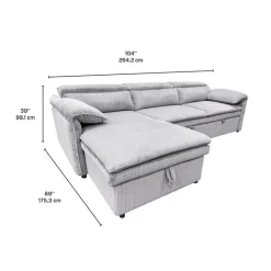 Sectional Bed and a Left-Side Chaise with Storage - Grey