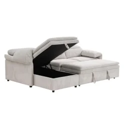 Sectional Bed and a Left-Side Chaise with Storage - Beige