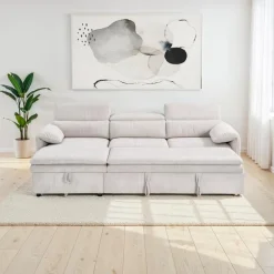 Sectional Bed and a Left-Side Chaise with Storage - Beige