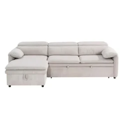Sectional Bed and a Left-Side Chaise with Storage - Beige