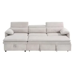 Sectional Bed and a Left-Side Chaise with Storage - Beige