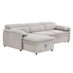 Sectional Bed and a Left-Side Chaise with Storage - Beige