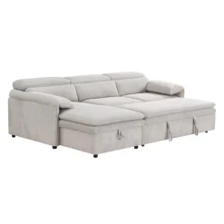 Sectional Bed and a Left-Side Chaise with Storage - Beige