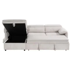 Sectional Bed and a Left-Side Chaise with Storage - Beige