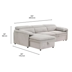 Sectional Bed and a Left-Side Chaise with Storage - Beige