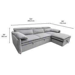 Sectional Bed and a Right-Side Chaise with Storage - Grey