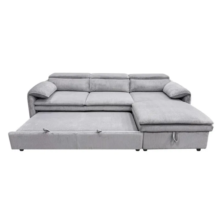 Sectional Bed and a Right-Side Chaise with Storage - Grey